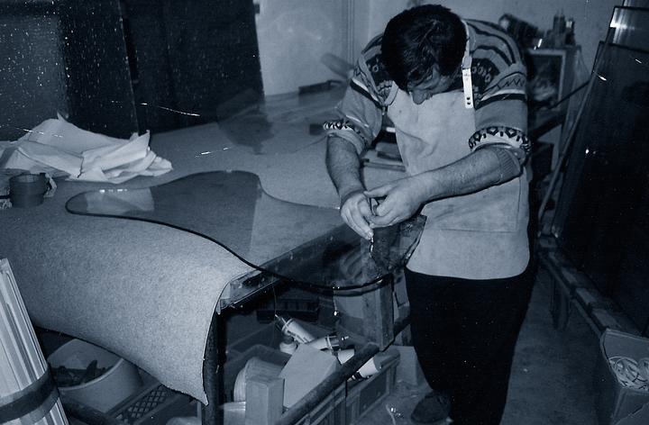 Archivfoto aus der Werkstatt der Glaserei Piccini