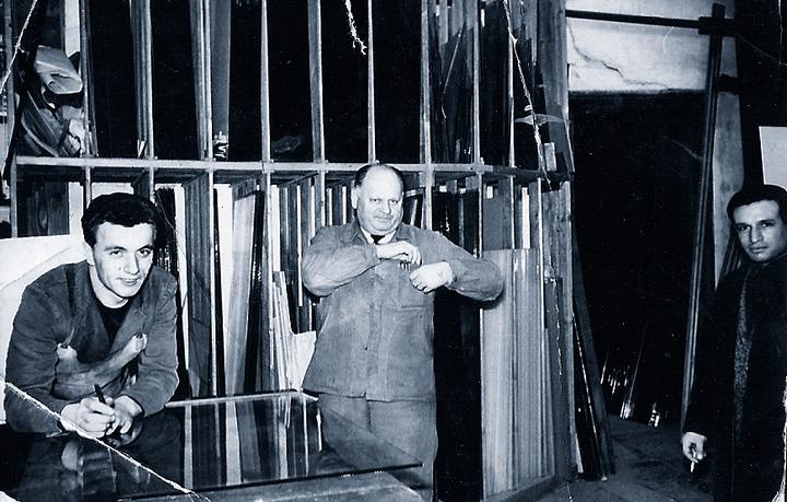 Archivfoto aus der Werkstatt der Glaserei Piccini