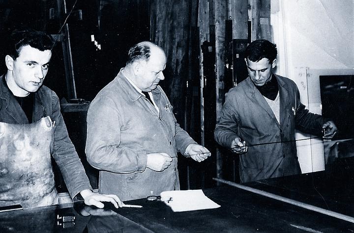 Archivfoto aus der Werkstatt der Glaserei Piccini